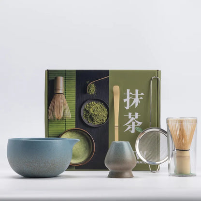 Ceramic Matcha Set | 5-Piece Matcha Tea Set with Bamboo Whisk & Bowl | Perfect for Authentic Tea Preparation