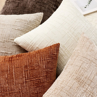 Plush Chenille Pillow Case 18 in Textured Bamboo Relief Pattern for Sofa Bed Living Room Bedroom Accent Home Décor Throw Cushion Slipcover