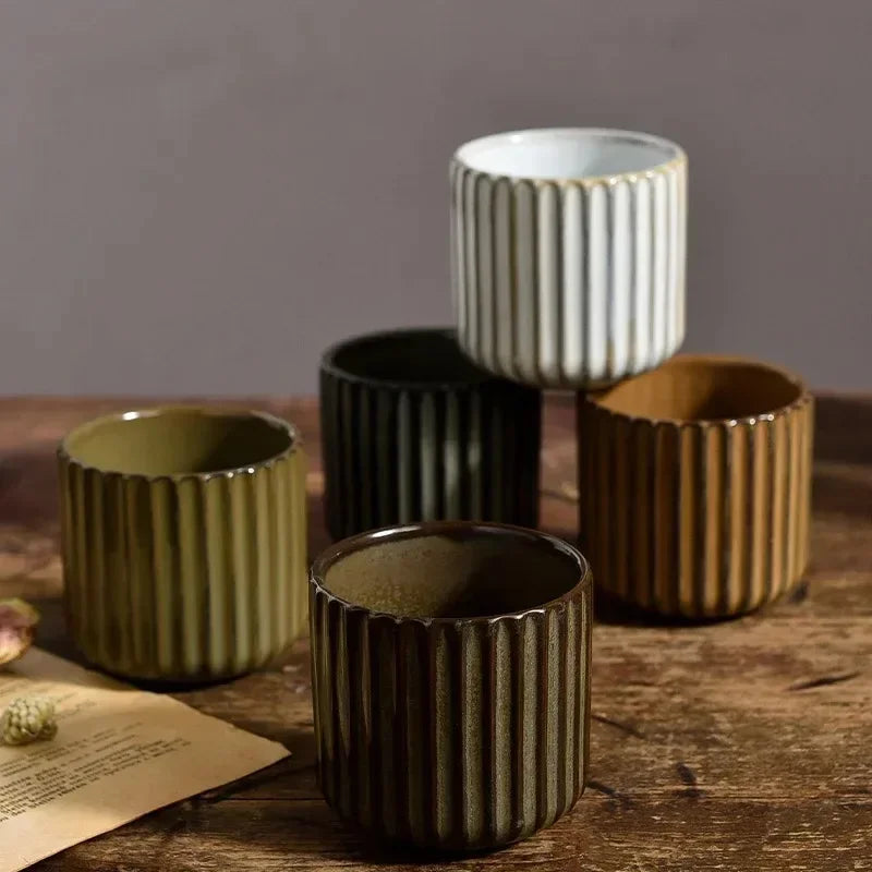 Textured Porcelain Drinking Cup 6.3 fl oz for Hot Beverages, Wine & Sake – Japanese-Inspired Mug for Modern Kitchens & Minimalist Dining Tab