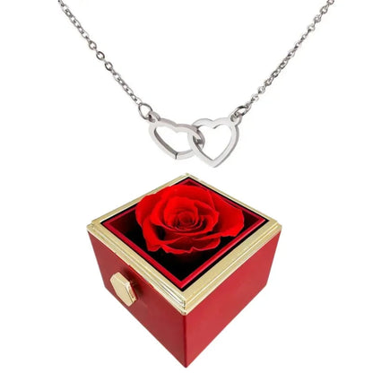Interlocking Double Heart Pendant Titanium Steel Chain Necklace for Women Anniversary Valentines Day Jewelry Gift with Optional Spinning