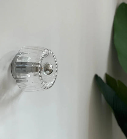 E14 Glass Sconce for Bedrooms, Hallways & Living Rooms – 6.3 in Minimalist Indoor Accent Fixture with Metal Frame & Rotary Switch for Modern