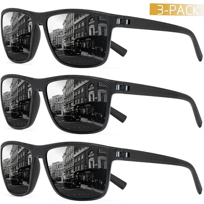 Polarized Sunglasses 3-Piece Set for Men & Women Outdoor Sports Driving UV400 Protection Lightweight Frames