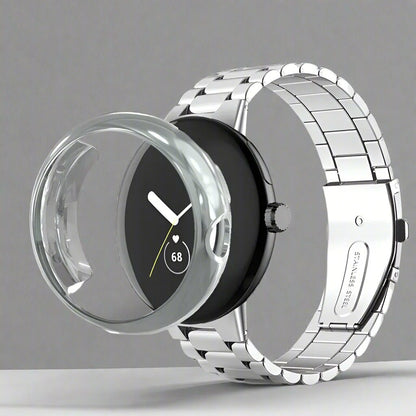 Metal Bracelet Watch Band with Protective Case for Pixel Watch – 41mm & 45mm Compatible Stainless Steel Strap Kit