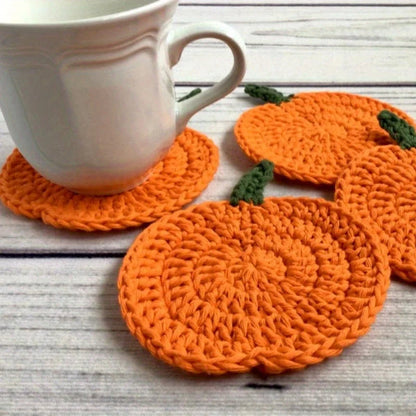 Fallora Pumpkin Coasters - Handmade Crochet, Autumn Decor