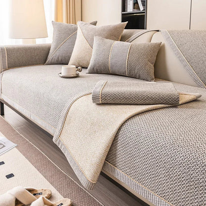 Quilted Furniture Protector 28 x 59 in Non-Slip Cotton Blend Couch Cover for Sofa Seats Armrests Backrests Pet-Friendly Sectional Loveseat S