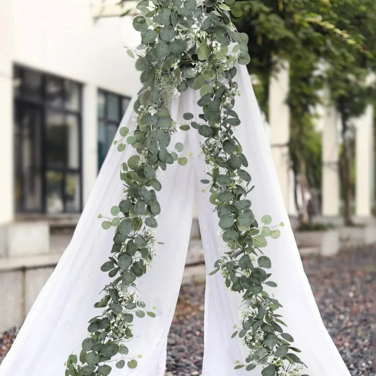 Artificial Eucalyptus Garland 70-Inch Greenery Strand Set of 2 for Mantel Staircase Wedding Party Home Decoration