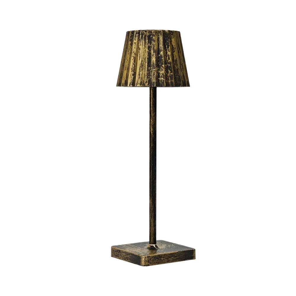 Cordless Rechargeable Table Lamp with Pleated Shade & Touch Dimmer – Classic LED Bedside Light for Bedroom Living Room