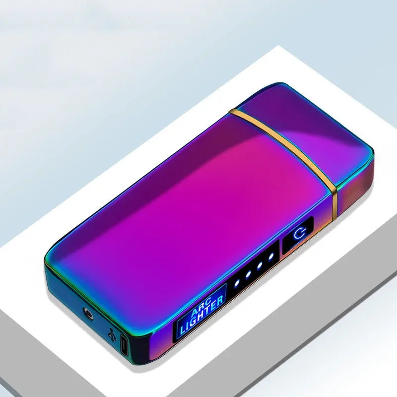 Rechargeable USB Arc Lighter Windproof Plasma Igniter for Candles Pipes Incense Coils Outdoor Camping Metal Touch Sensor LED Display