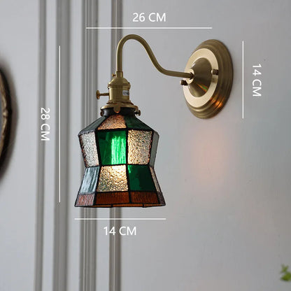 Vintage Sconce with Stained Glass Shade E27 Socket 10 in Wide Ambient Lighting for Bedrooms Hallways Retro Style Art Deco Inspired