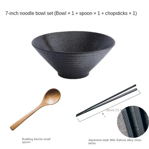 Japanese Creative Tableware Set - Elegant Bamboo Hat | Ceramic Bowl Set with Unique Design - Perfect for Ramen, Rice & Soup