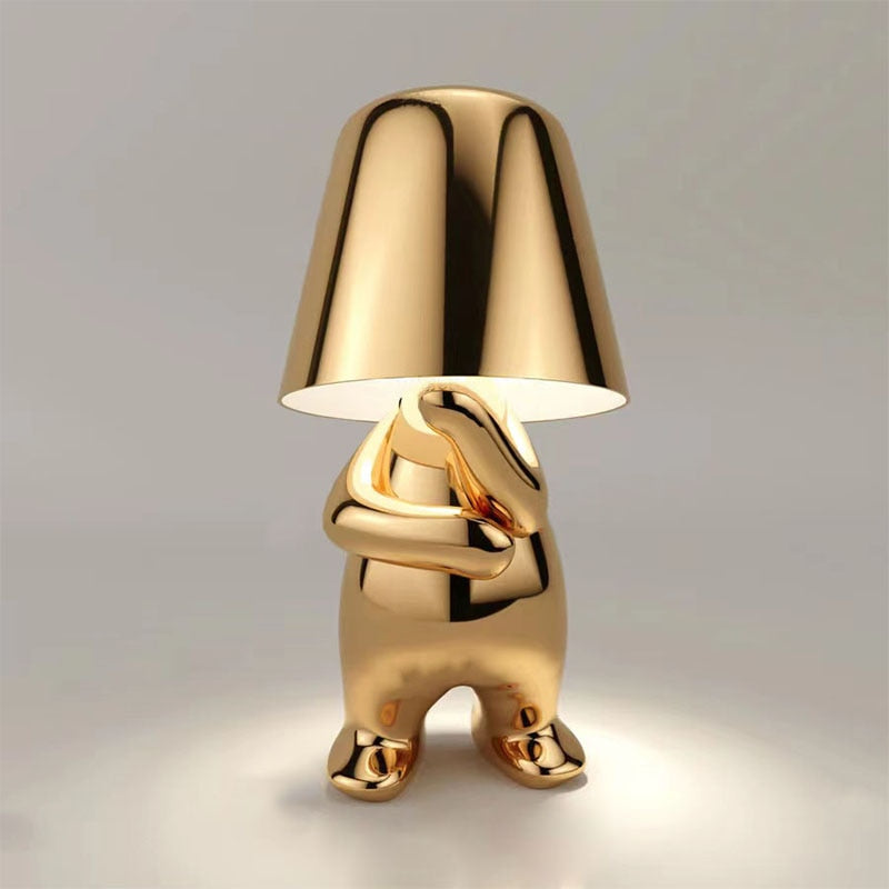 USB Rechargeable Touch Dimming Nightstand Lamp 5.5 in Portable Wireless LED Mood Light for Bedroom Desk Reading Corner Metal & Resin Sculptu
