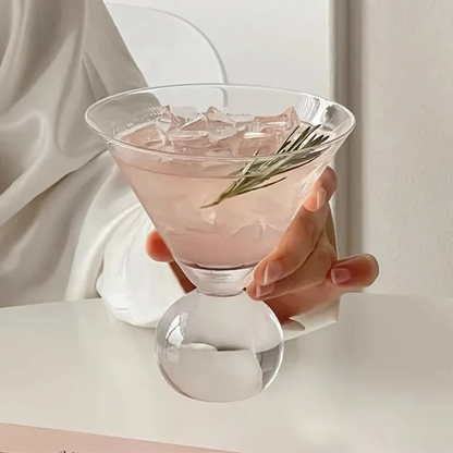 Crystal Cocktail Coupe with Globe Bowl 4 in Stemmed Barware for Martinis Home Bar Entertaining Premium Drinkware Clear Glass