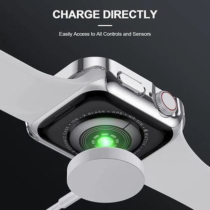 Snap-On Full-Coverage Screen & Body Shield for Apple Watch Series 4-9 – Tempered Glass & PC Armor