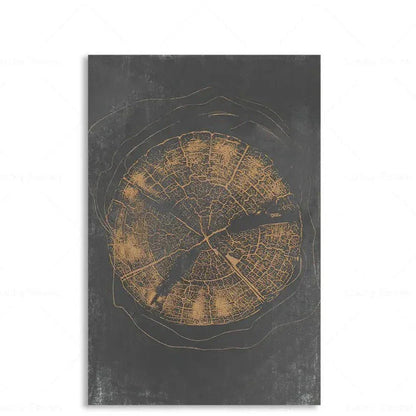 Abstract Tree Ring Wall Art Polyester Canvas 24x18 Inch Nature-Inspired Home Decor for Living Room Bedroom Office Rustic Organic Woodland De