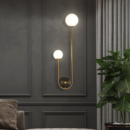 Glass Shade Wall Sconce Light with Brass-Finish Metal Frame for Hallway, Bedroom, Living Room & Bathroom Lighting