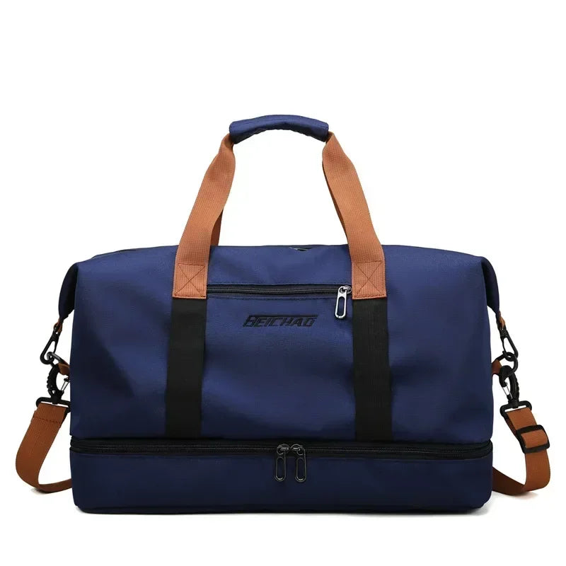 Women's Gym Duffel Bag with Shoe Compartment – Wet/Dry Separation Travel Bag, Shoulder & Crossbody Carry for Workout, Weekend Trips
