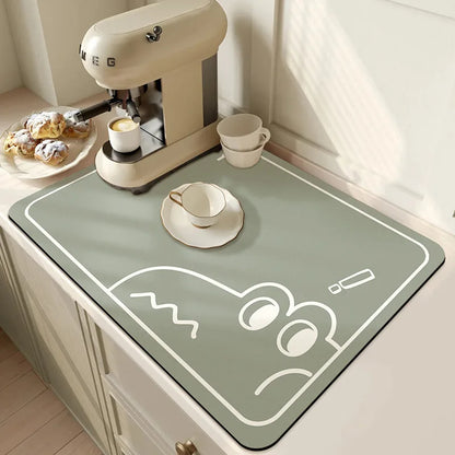 Sink Area Floor Runner 20×24 inch Green Microfiber Ultra-Absorbent Quick-Dry Anti-Slip Backing Machine Washable for Kitchen Dishwasher Cookt