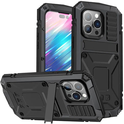 Heavy-Duty Metal Phone Case for iPhone 14, 13, 12, 11 – Full-Edge Protection with Raised Camera Guard & Tactile Grip