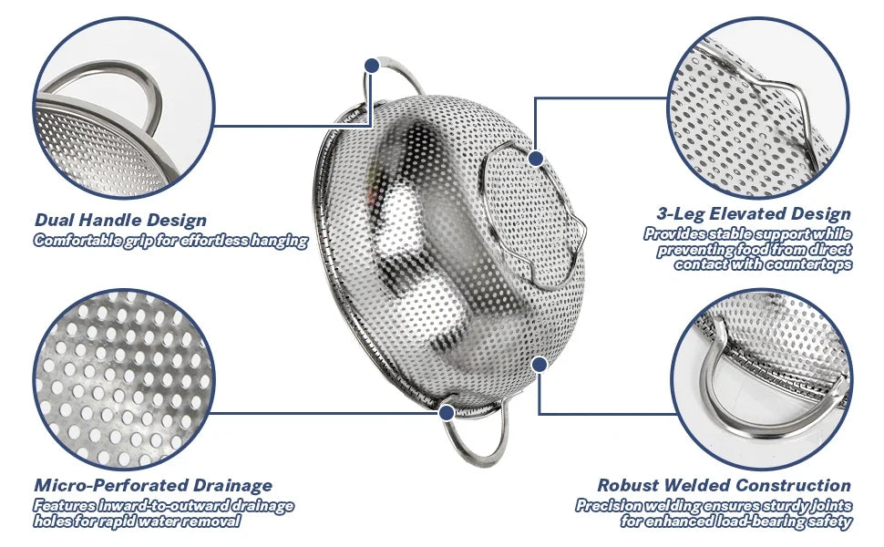 STRAINFLOW – Stainless Steel Kitchen Colander Set