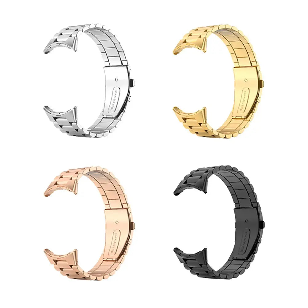 Steel Bracelet-Style Band for Google Pixel Watch & Pixel Watch 2 – Secure Link Design – Compatible with 41mm Case – 8 Finishes – Clasp