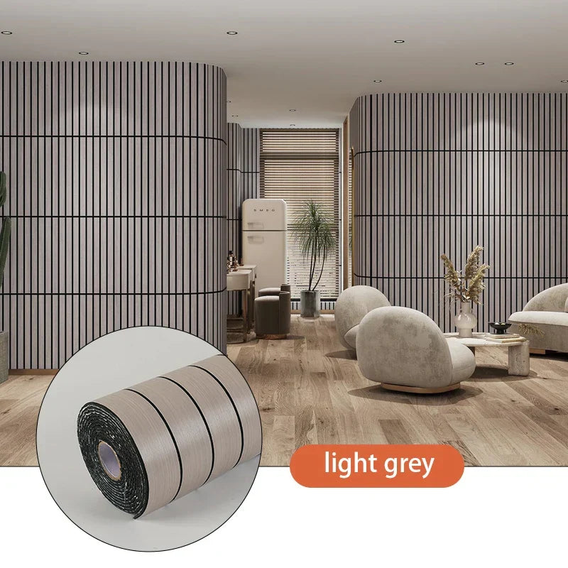 Self-Adhesive Vinyl Slatted Panel 16 in x 118 in Peel and Stick Textured Covering for Walls Ceilings Cabinets Waterproof Mold-Resistant PVC