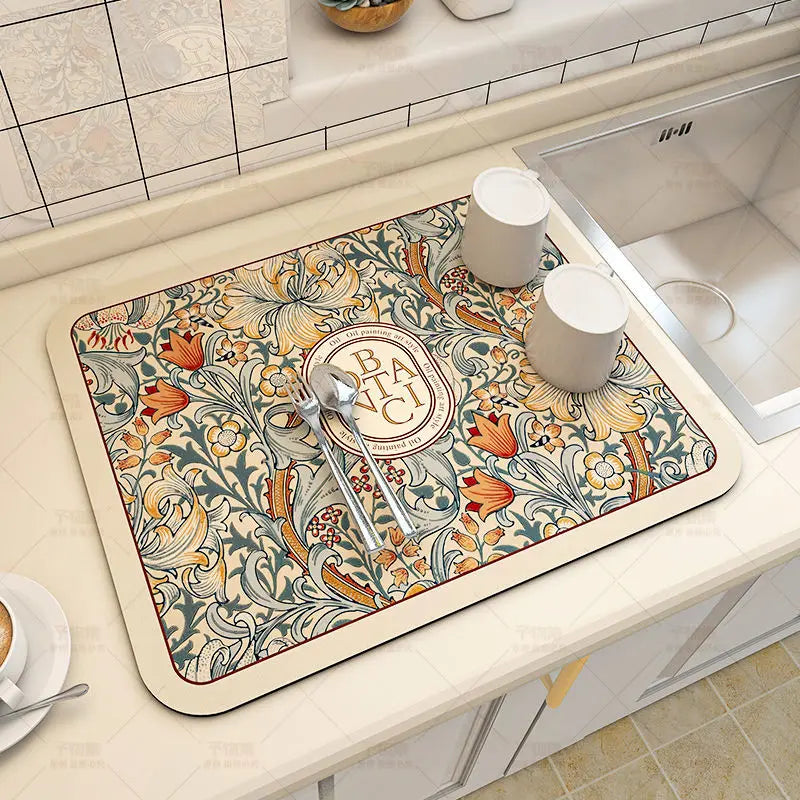 Sink Area Floor Runner 20×24 inch Green Microfiber Ultra-Absorbent Quick-Dry Anti-Slip Backing Machine Washable for Kitchen Dishwasher Cookt