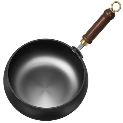 Heavy-Duty Iron Skillet Pan 12 in Diameter for High-Heat Cooking & Searing Asian Dishes on Gas Induction Stovetops