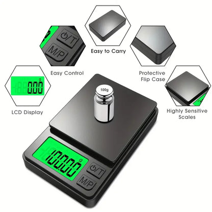 Digital Pocket Scale 1000g x 0.1g Precision Kitchen Food Jewelry Scale with Backlit LCD Display for Travel Weighing Grams Ounces