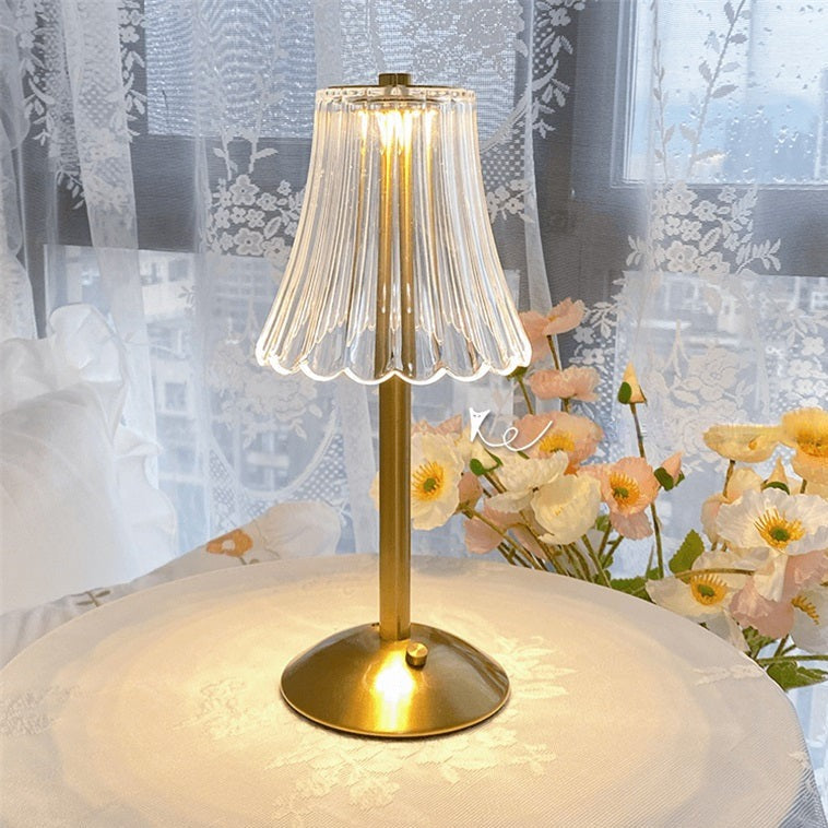 Gold Crystal Rechargeable Touch Dimmer Nightstand Lamp 9 in for Bedside Reading Desk Lighting Warm Cool White USB-C Powered Small Decorative