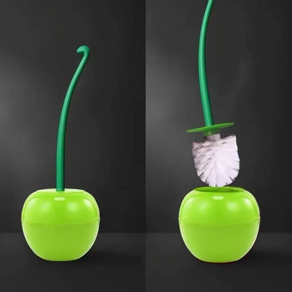 Cherry-Shaped Toilet Brush with Extended Handle and Decorative Stand for Bathroom Cleaning