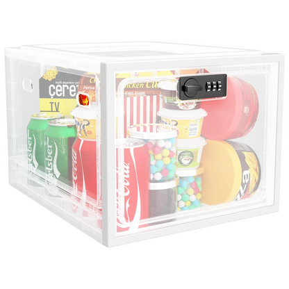 Lockable Food Storage Container with Combination Lock, Plastic Storage Bin, Clear Storage Container for Refrigerator