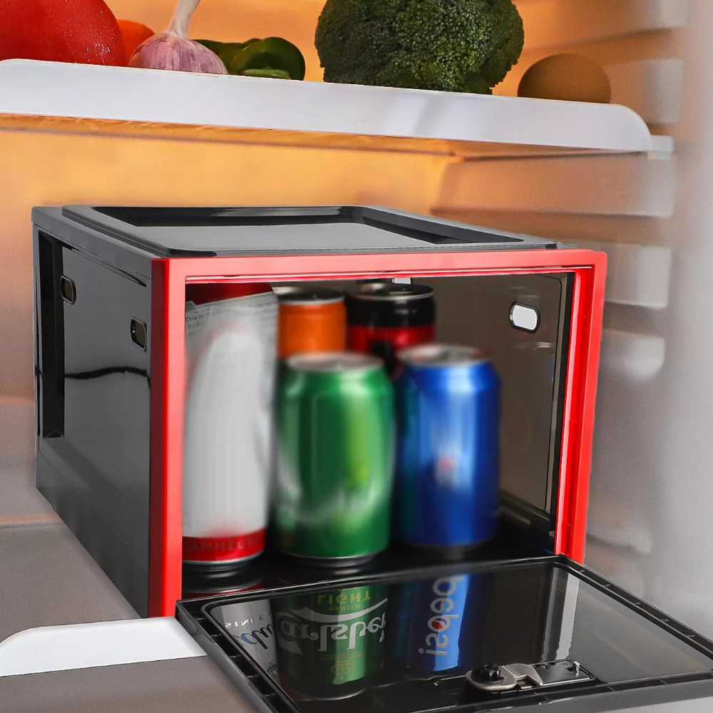 Lockable Food Storage Container with Combination Lock, Plastic Storage Bin, Clear Storage Container for Refrigerator