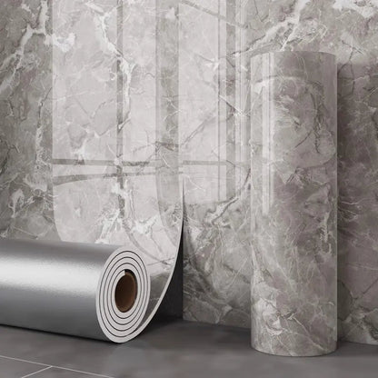 Self-Adhesive Vinyl Film Gray Marble Look Peel and Stick Wallpaper Contact Paper for Kitchen Counter Cabinet Furniture 15.7 in × 118 in