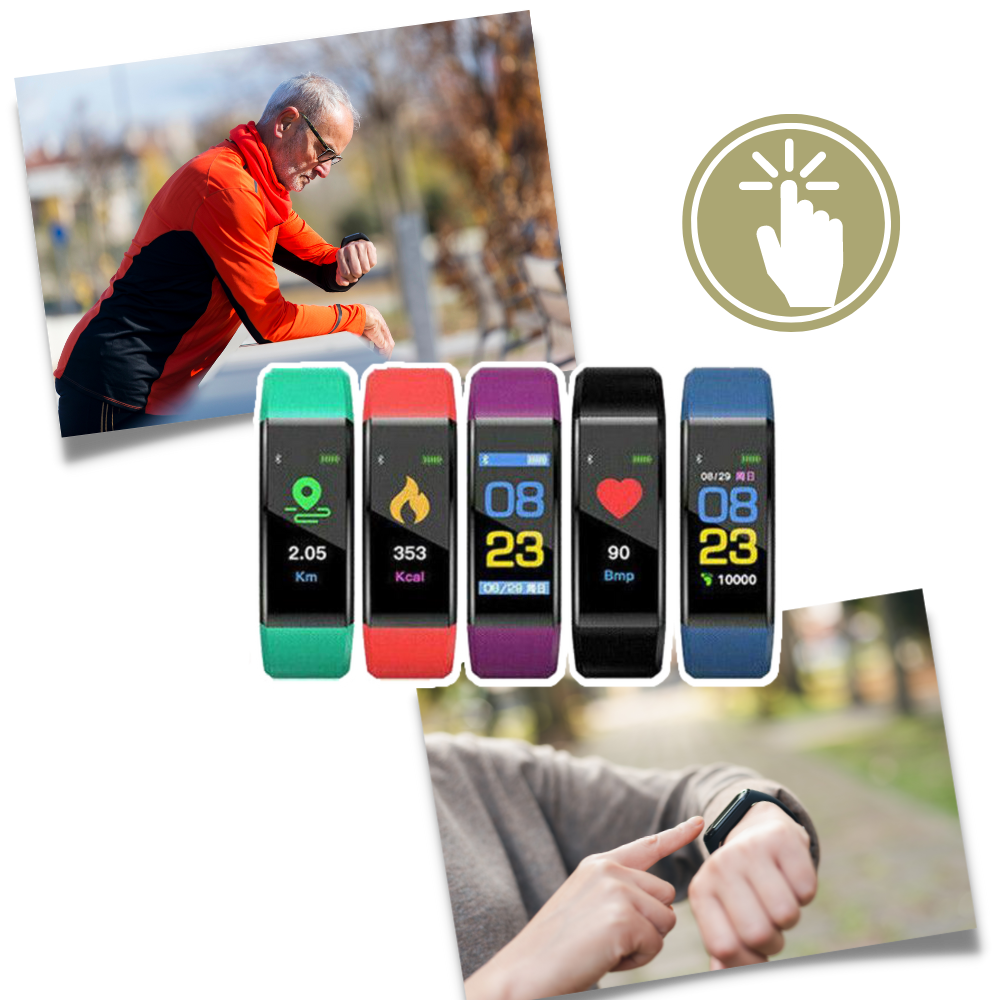 Health Tracking Smartwatch with Heart Rate Monitor, Blood Pressure Tracker & Fitness Counter for Active Aging