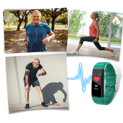 Health Tracking Smartwatch with Heart Rate Monitor, Blood Pressure Tracker & Fitness Counter for Active Aging