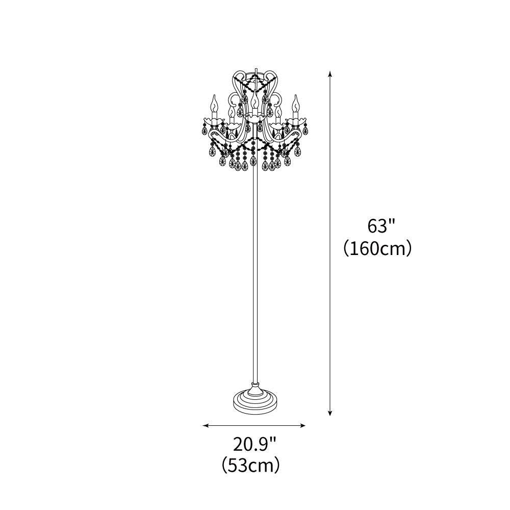 Crystal Accent Floor Lamp with Iron Frame | Vintage White & Gold Standing Light for Bedroom Living Room | Dimmable E14 Compact 21-Inch Heigh