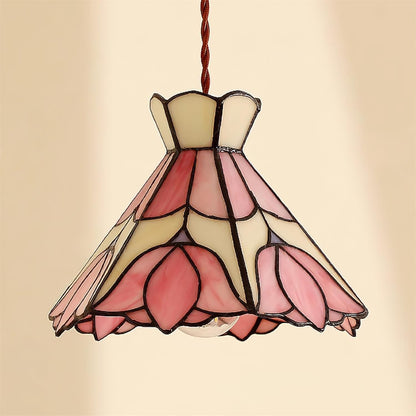 Art Glass Hanging Ceiling Fixture Floral Rose Blush Ivory 7.8 Inch Adjustable Drop Lighting for Kitchen Island Dining Table Breakfast Nook S
