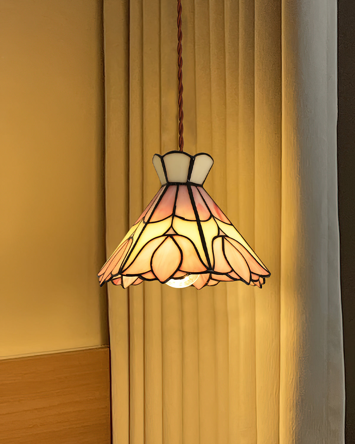 Art Glass Hanging Ceiling Fixture Floral Rose Blush Ivory 7.8 Inch Adjustable Drop Lighting for Kitchen Island Dining Table Breakfast Nook S