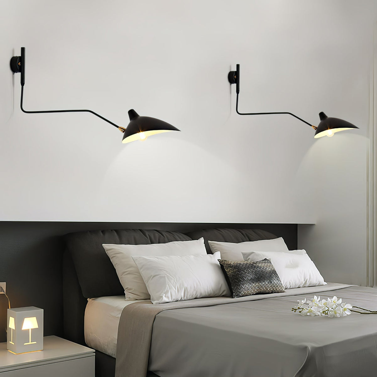 Articulating Wall Lamp with Extending Arm 47-55 Inches Aluminum LED Fixture for Bedroom Reading Nook Living Room Hallway Accent Lighting Ind