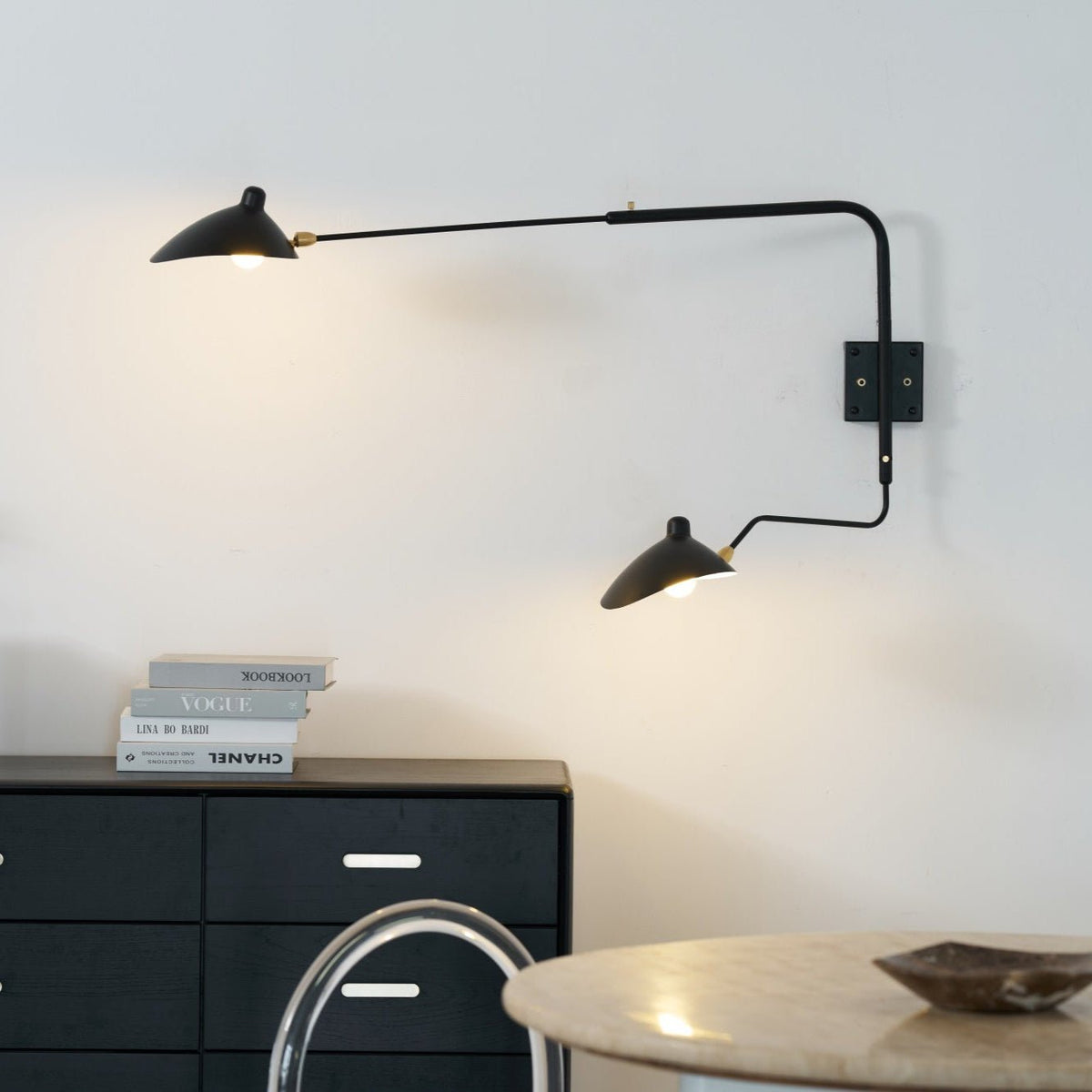 Articulating Wall Lamp with Extending Arm 47-55 Inches Aluminum LED Fixture for Bedroom Reading Nook Living Room Hallway Accent Lighting Ind