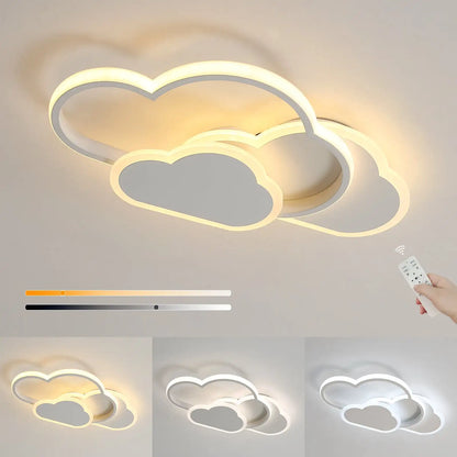 Dimmable Cloud LED Flush Mount Light for Kids Rooms & Nurseries with Remote Control | 32W Overhead Bedroom Fixture with 3 Color Temperatures