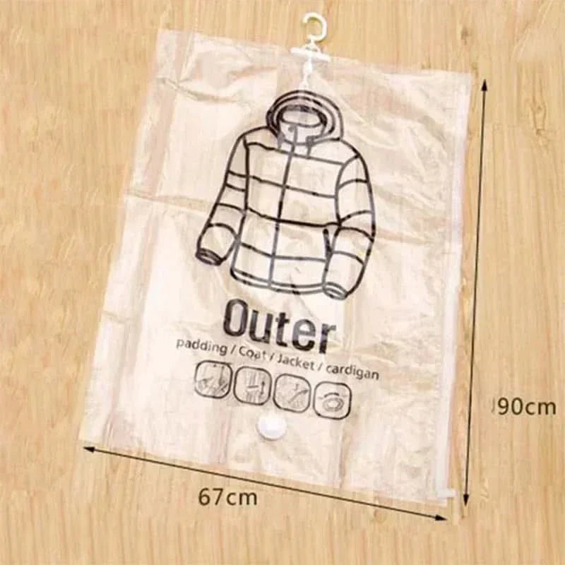 Set of 3 Vacuum Storage Bags for Clothes - Space Efficient Hanging Design