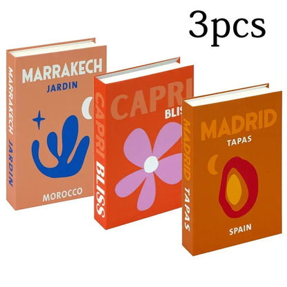 Hollow Cardboard Book Stack 3-Piece Display Set for Shelf Styling Coffee Table Accent Modern Home Interior Staging Props