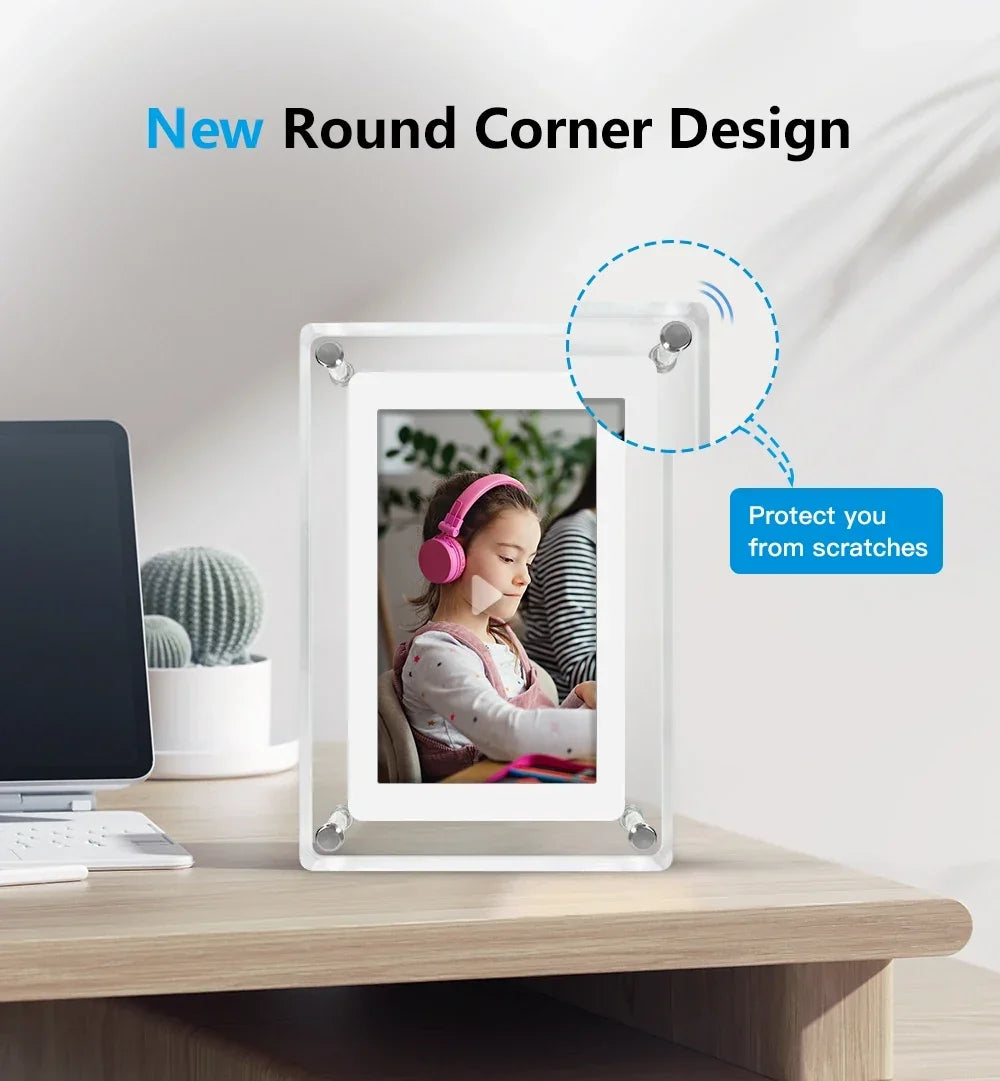 5-Inch IPS Digital Picture Frame with Rechargeable Battery | Tabletop Photo & Video Display for Desk & Home | HD Media Player with USB &