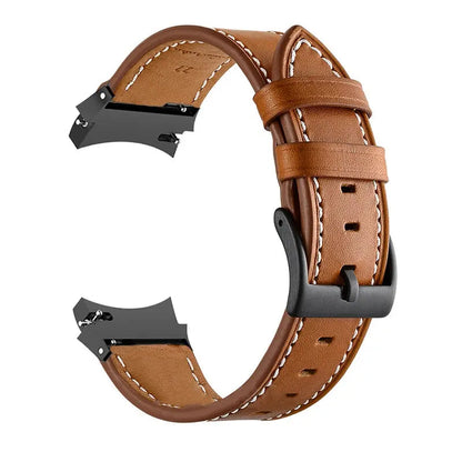 Leather & Steel Smartwatch Strap for Galaxy Watch 5 – Adjustable Wristband in Multiple Finishes