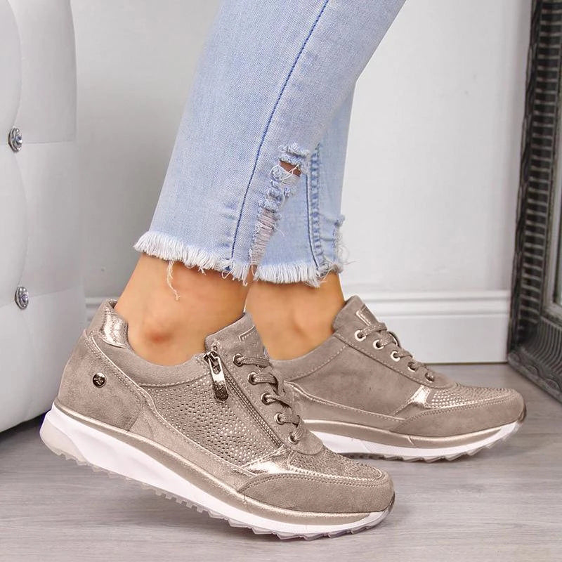 Women's Cushioned Walking Sneakers – Shock-Absorbing Orthopedic Support – Breathable Mesh Casual Shoes for All-Day Comfort
