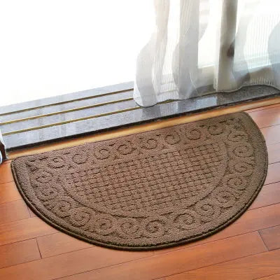 Semicircle Doormat Non-Slip Polyester Entry Mat for Front Door Kitchen Bathroom