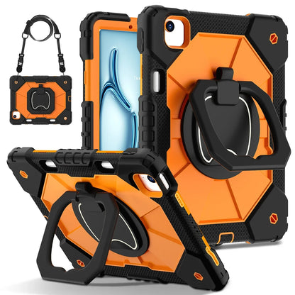 Triple-Layer iPad Protective Case with 360° Rotating Hand Grip, Integrated Kickstand & Shoulder Strap | Tempered Glass Screen Protector