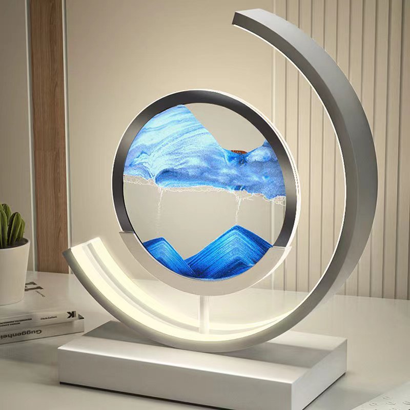 Kinetic Sand Motion Night Light with Rotating Landscape Display for Bedroom Nightstand and Living Room Ambiance