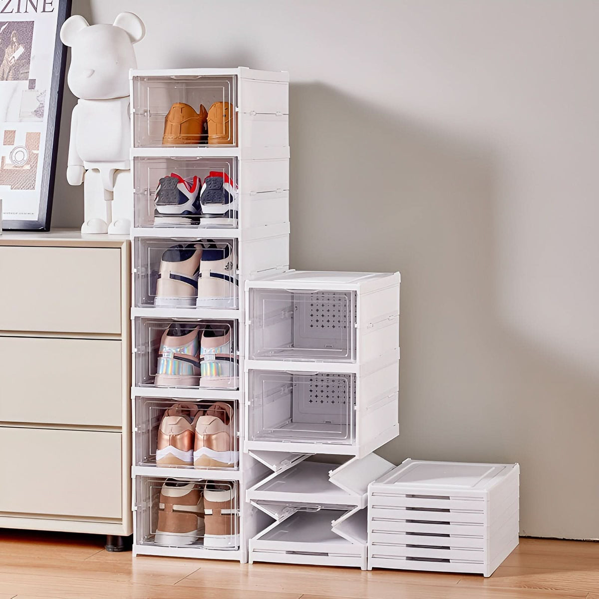 SHOECRATE – Transparent Shoe Organizer Cabinet Space Saver
